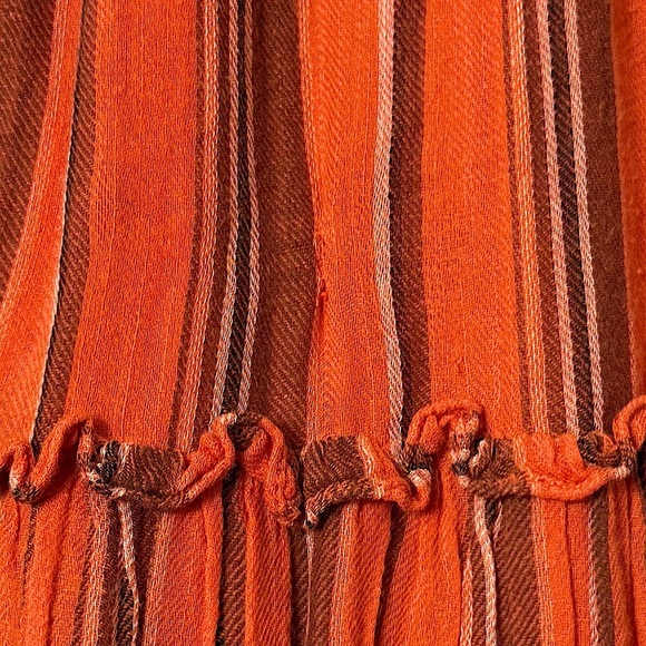 ULLA JOHNSON Cotton Stripe Sleeveless Halter Neck Open Back Tier Ruffle Dress 10 - Picture 14 of 14